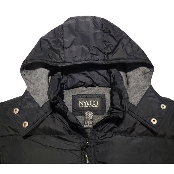 NY & CO Women's Size Medium Black Down-Filled Winter Puffer Jacket - Picture 4 of 8